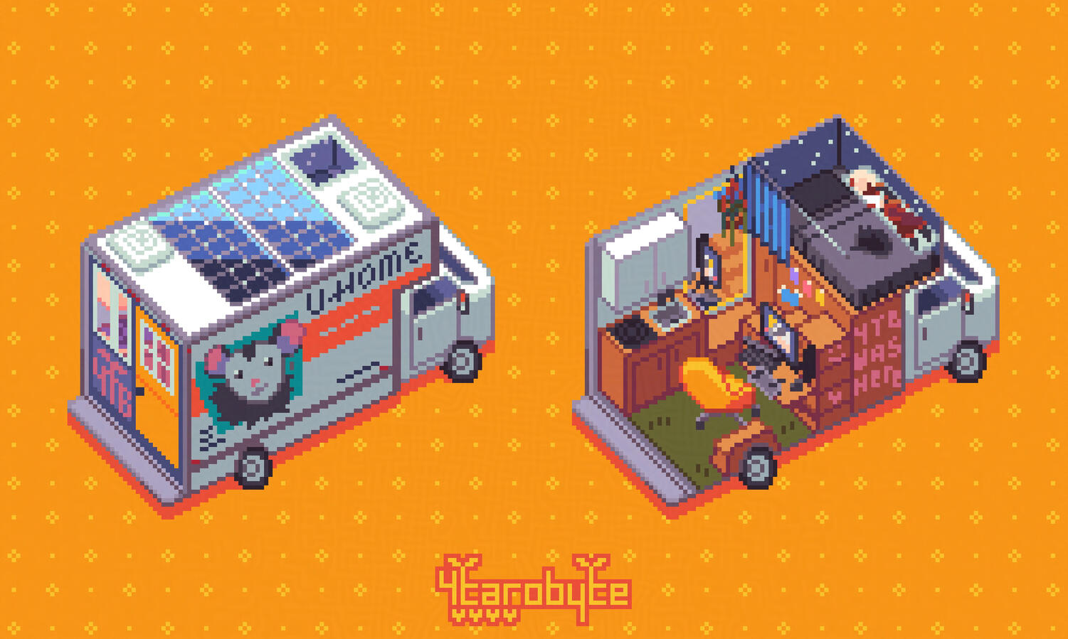 Pixel art vanlife tiny home print