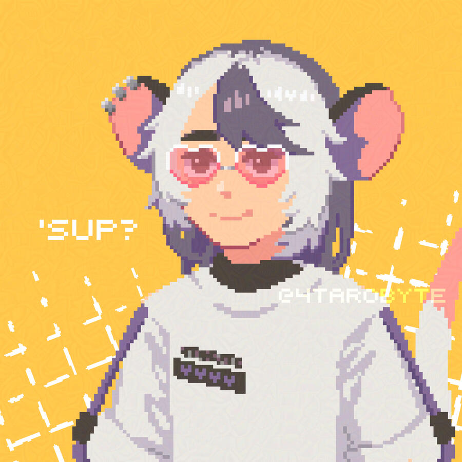 Pixel art Taro Byte portrait (2024)